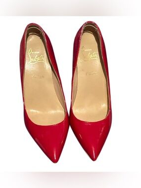 Christian Louboutin Red Patent Pointed-Toe Pumps - Classic Silhouette